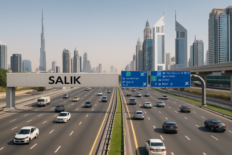 Dubai toll road with smooth traffic flow