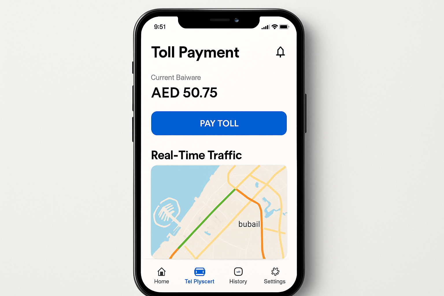 Mobile app for toll payment and real-time traffic updates in Dubai
